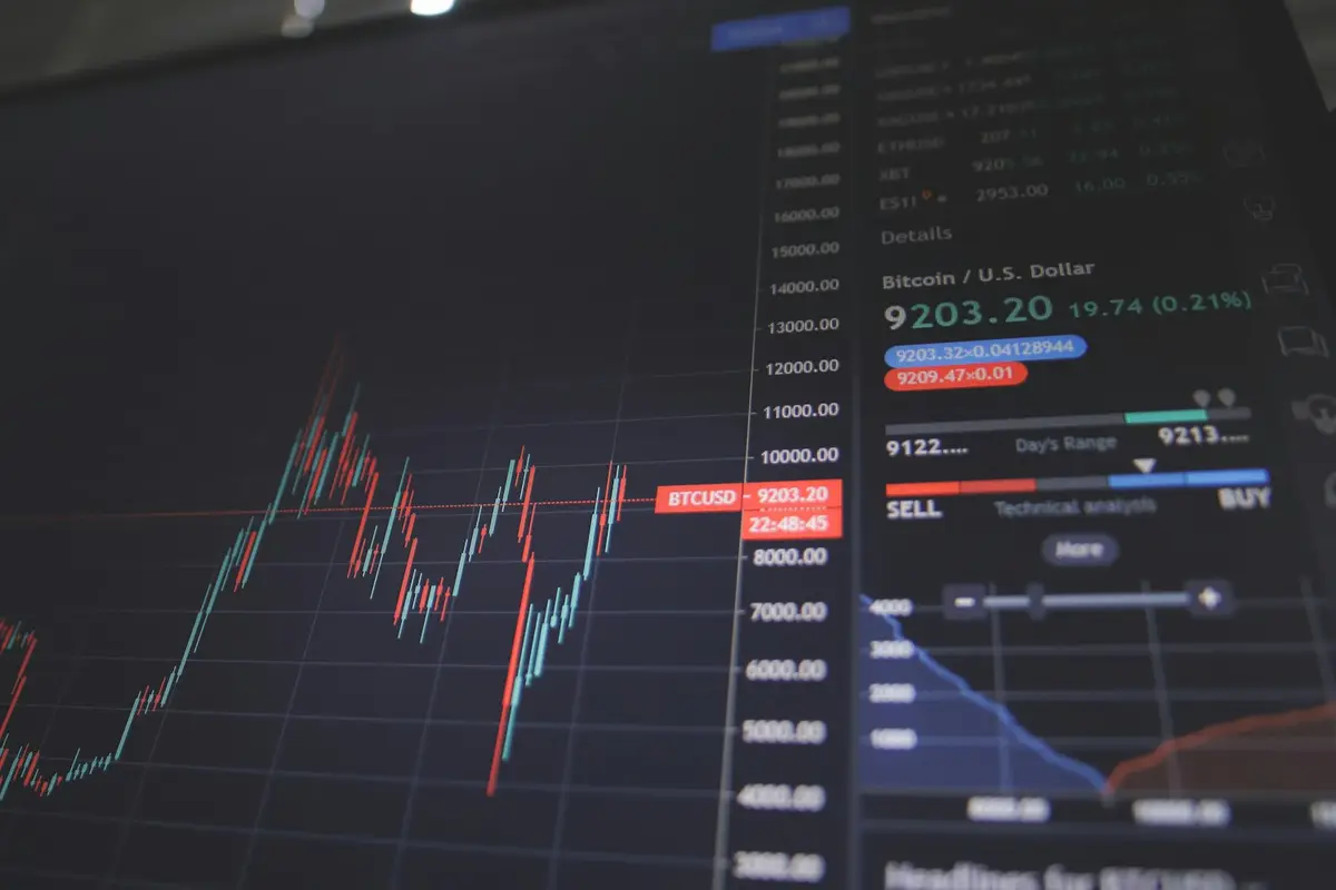 Person reviewing financial charts and investment data on a screen